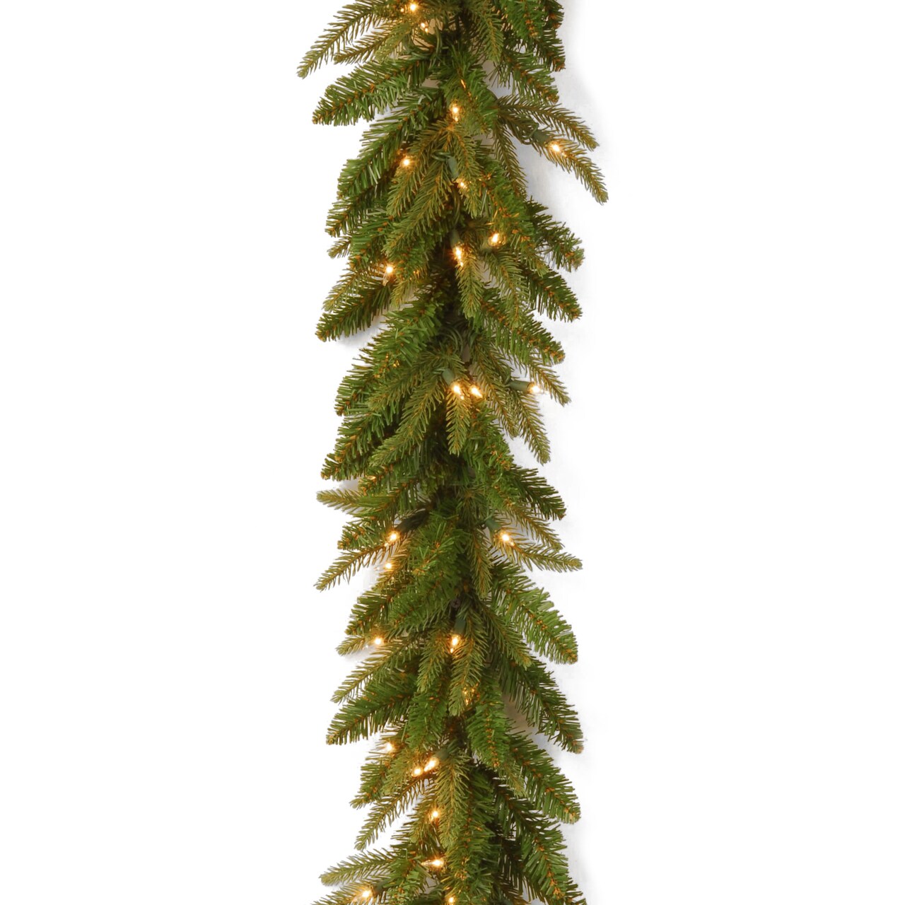National Tree Company Pre-Lit Feel Real® Artificial Christmas Garland, Green, Frasier Grande, White Lights, Plug In, Christmas Collection, 9 Feet